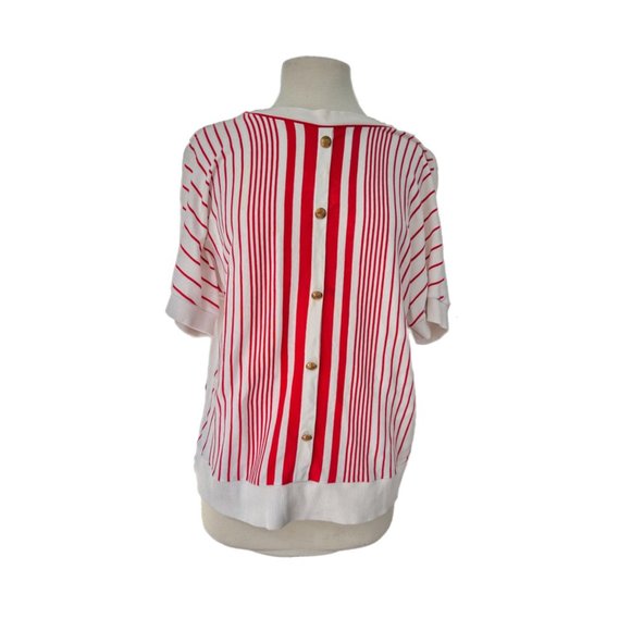 Vintage Aileen Too Red Stripe Short Sleeve Crewneck Tee | Size 1X - Picture 1 of 10